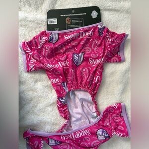 Snoop Doggie Doggs Pink Paisley Dog Pajamas SD Logo Pet Onesie | Size XL